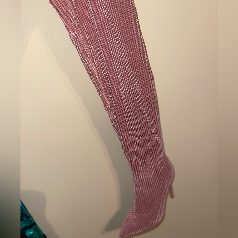 Blush Suede Studded Knee High Boots